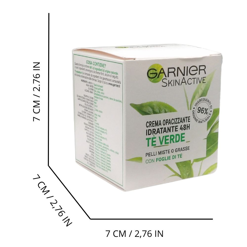 GARNIER Crema Viso Idratante Opacizzante SkinActive, Ottima per Pelli Miste o Grasse, Arricchita con The Verde, 50 ml