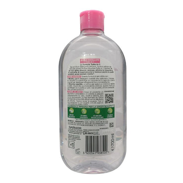 GARNIER SkinActive Acqua Micellare Tutto in 1, Per Pelli Sensibili, 100% del Trucco Rimosso, Pelle Detersa e Idratata per 12H, Senza Residui e Senza Risciacquo, Con Micelle e Glicerina, 700 ml