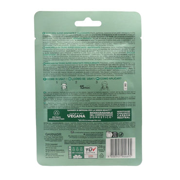 GARNIER Skinactive Hydra Bomb Super Idratante Opacizzante per pelli miste o grasse, Maschera In Tessuto con Acido Ialuronico + Tè Verde 28g