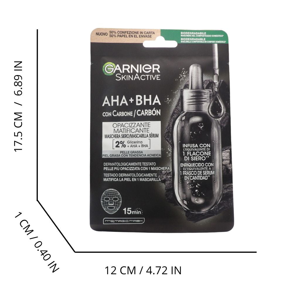 GARNIER SKIN ACTIVE AHA + BHA MASCHERA SIERO CON CARBONE 28 gr