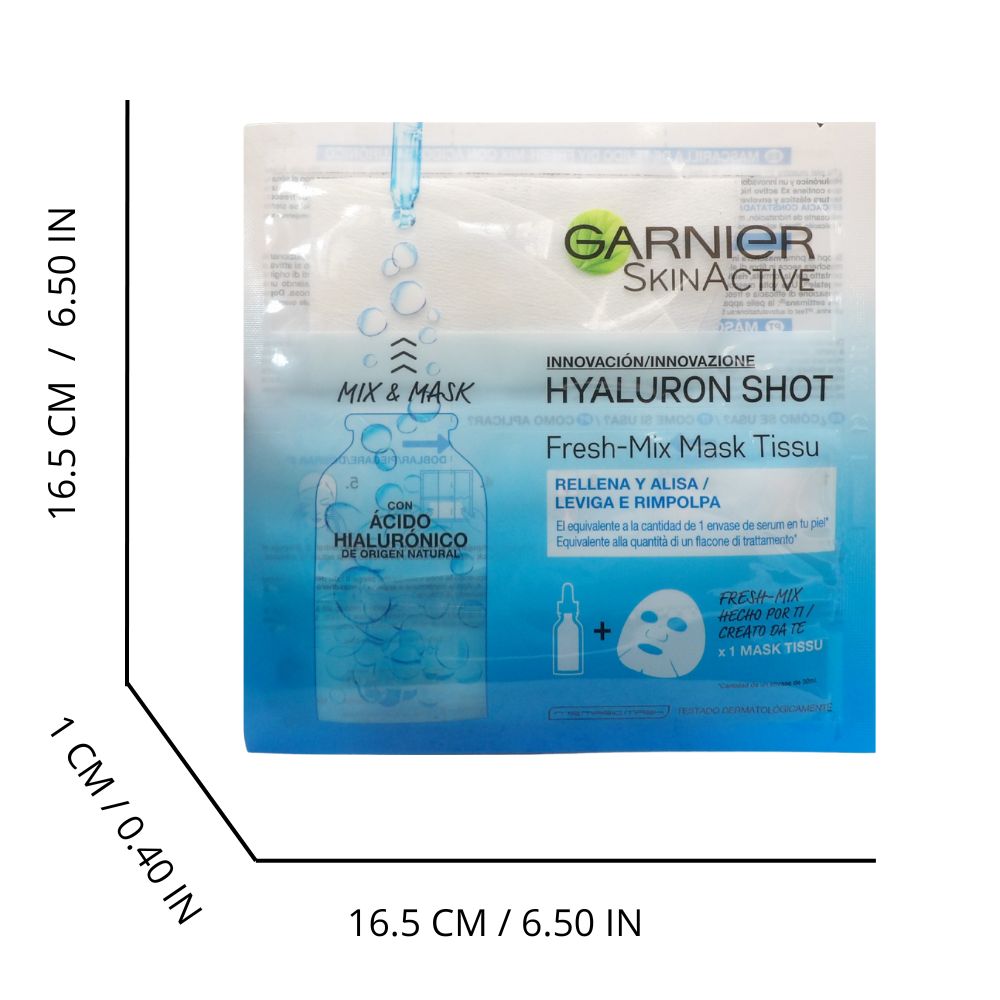 GARNIER Skin Active Hyaluron Shot - Maschera in tessuto con acido ialuronico
