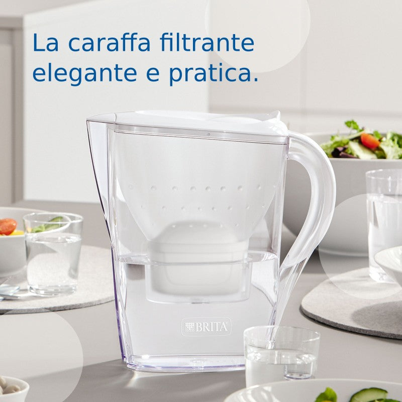 BRITA Caraffa Filtrante Marella per acqua, Bianco (2.4l) - incl. 1 Filtro MAXTRA+ per la riduzione di cloro, calcare e impurità