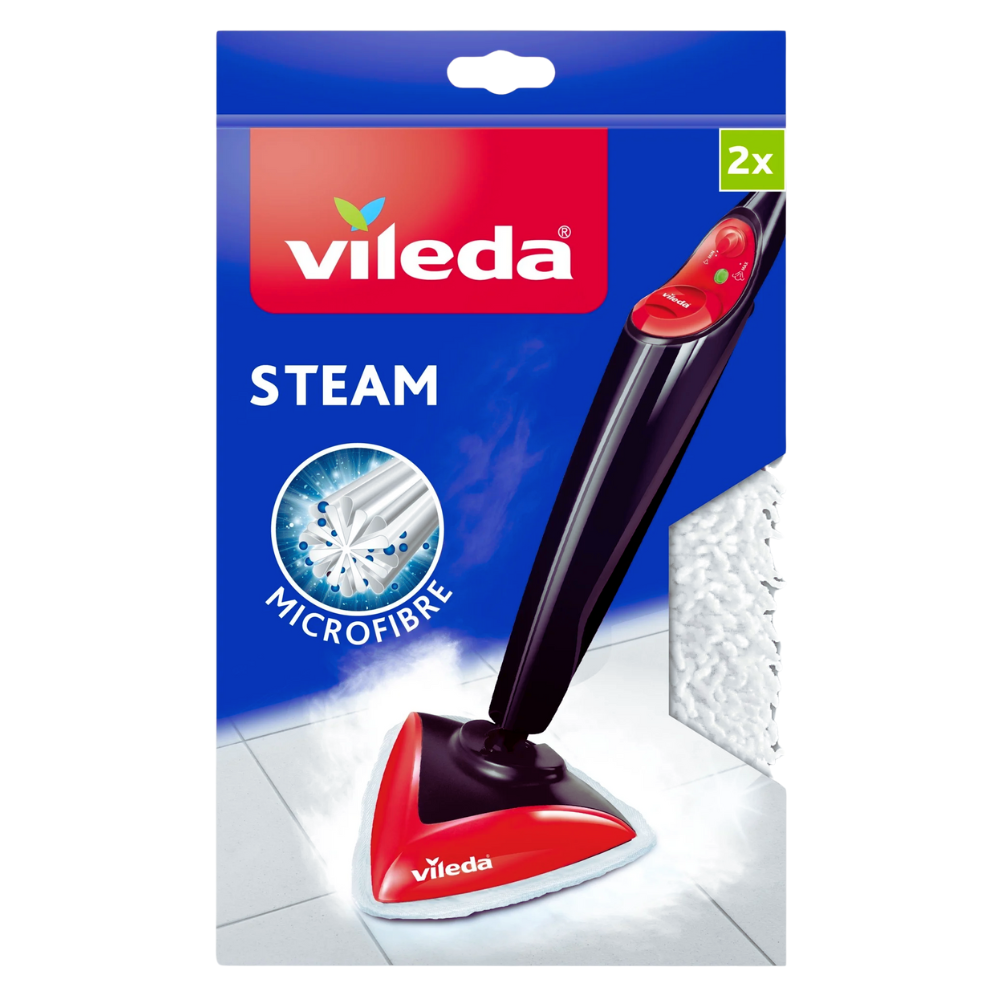 Vileda STEAM Panno Ricambio Scopa Vapore, In Microfibra 3D, Compatibile Con Lavapavimenti a Vapore 100°C Hot Spray Steam, Tessuto, Bianco. Confezione Da 2 Ricambi