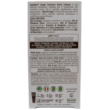 EQUILIBRA Contorno Occhi ARGAN Liftante. Delicata Emulsione Che Si Assorbe Rapidamente Senza Appesantire 15ml