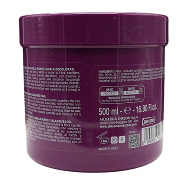 DIKSON Maschera ANTIGIALLO, Tonalizzante, Per Capelli Biondi, Grigi e Decolorati. Con Micropigmenti Viola e Proteine Del Grano. Formula Professionale Con Acido Ialuronico 500ml