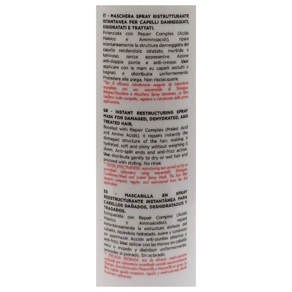 DIKSON Maschera Spray Ristrutturante Istantanea REPAIR PLEX 3, Con Repair Complex. Per Capelli Danneggiati, Disidratati e Trattati. Formula Professionale Con Acido Ialuronico 150ml