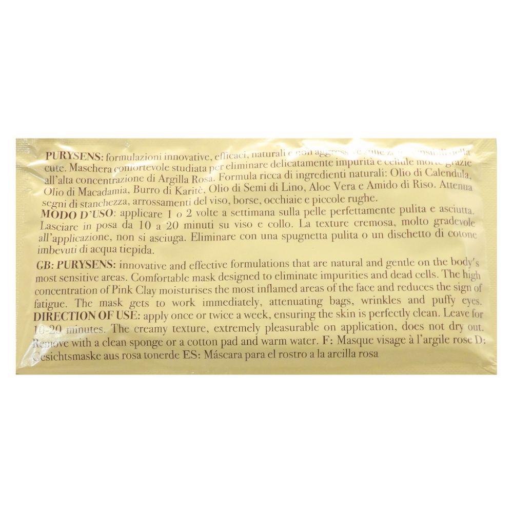 L'ERBORISTICA di Athena's, Maschera In Crema Viso PURYSENS Per Pelli Miste e Impure, Purificante e Riequilibrante. All'Argilla Rosa, Confezione Da 2 Dosi x 10ml