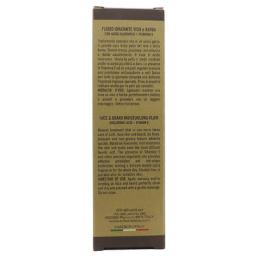 L'ERBORISTICA di Athena's, Fluido Idratante Viso & Barba, BARBA PERFETTA, Con Acido Ialuronico + Vitamina E 50ml