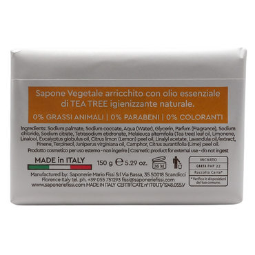 SAPONIFICIO VENEZIANO Sapone Solido Per Viso, Mani e Corpo, Arricchito Con Oli Essenziali. Senza Grassi Animali, Parabeni e Coloranti. Disponibile In Diverse Fragranze 150g (TEA TREE, Unità)