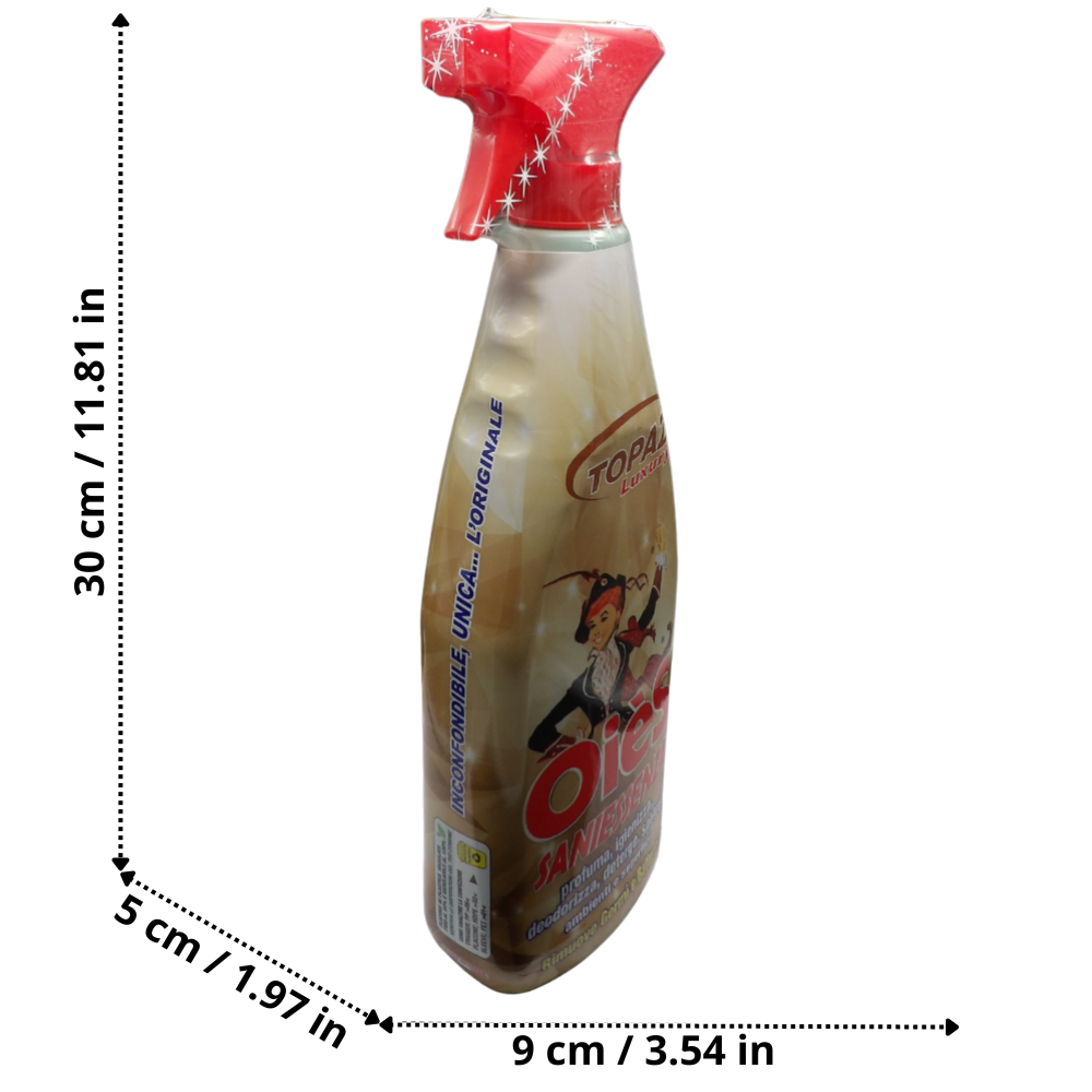 OIES Detergente Spray Sanissenza, Il Miglior Formulato Che Profuma, Igienizza e Spolvera Ambienti e Superfici. Rimuove Germi e Batteri. Disponibile In Varie Profumazioni 750ml TOPAZ