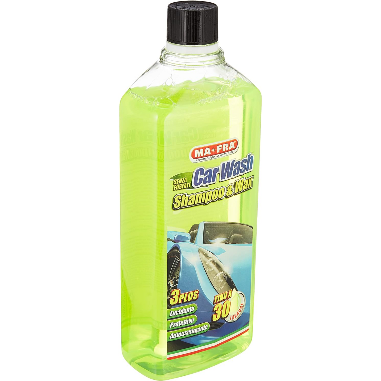 Ma-Fra CarWash, Shampoo e Cera, Lucidante, Protettivo e Autoasciugante, Contro Macchie e Sporco Ostinati, Fino a 30 Lavaggi, 1000 ml