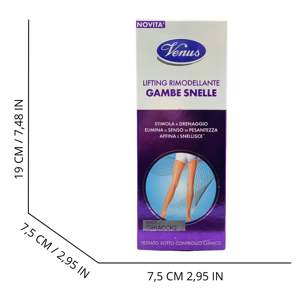 VENUS Lifting Rimodellante GAMBE SNELLE, Stimola Il Drenaggio. Elimina Il Senso Di Pesantezza, Affina e Snellisce. Effetto Ghiaccio 200ml