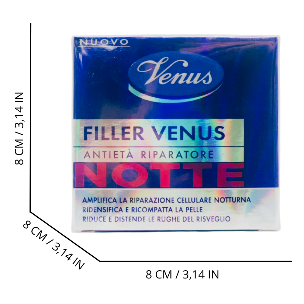 VENUS Crema FILLER Antietà Riparatore Notte, Ridensifica e Ricompatta La Pelle. Riduce e Distende Le Rughe Del Risveglio 50ml