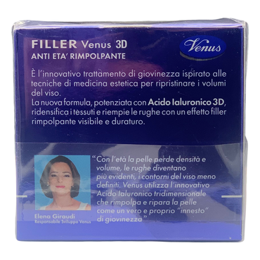 VENUS, Filler 3D Anti-Età Rimpolpante Quotidiano, Con Acido Ialuronico Tridimensionale, Ripara e Riempie Rughe, Ridisegna Contorni e Rassoda, Ideale dai 50 Anni, 50 ml, Clinicamente testato