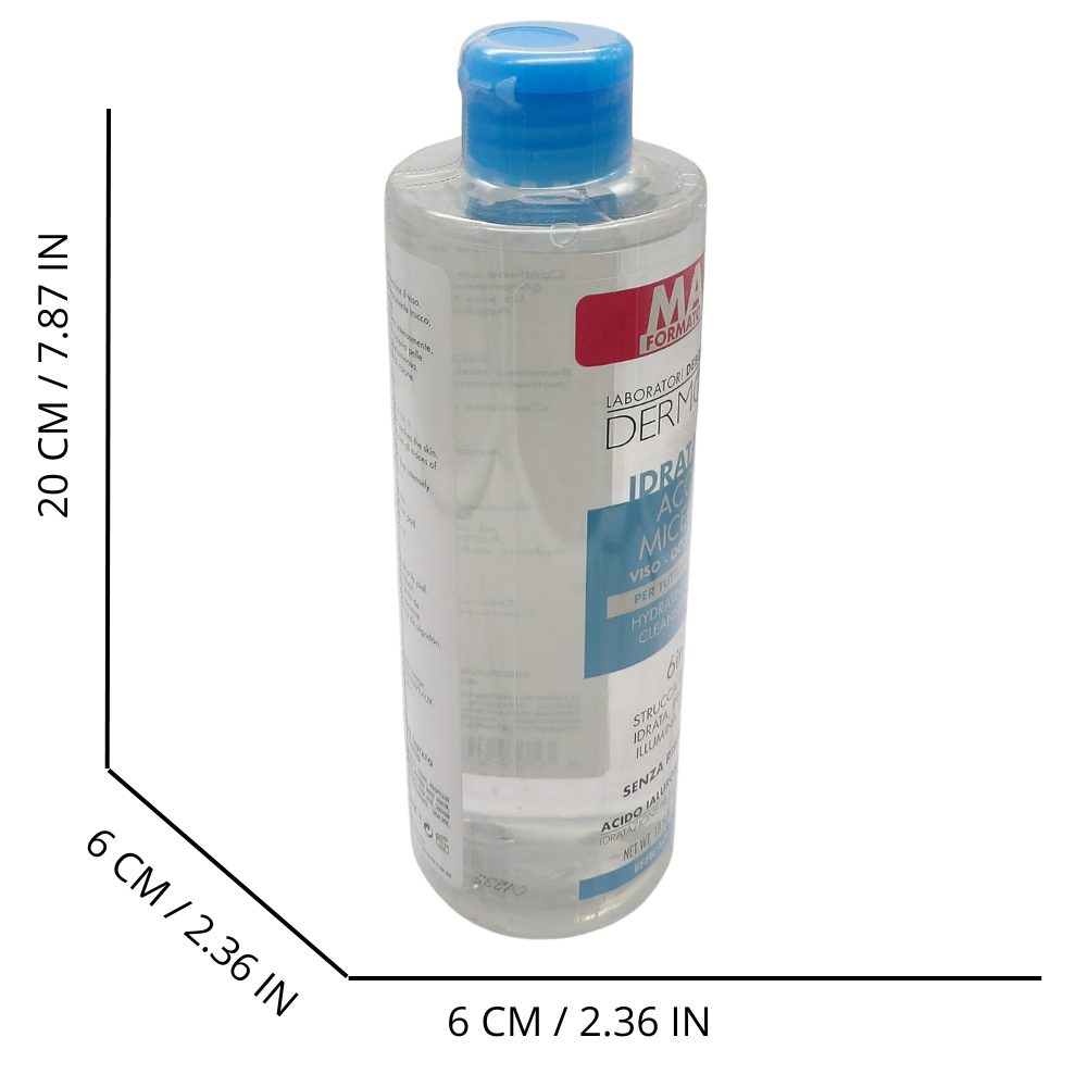 DERMOLAB Acqua Micellare Idratante 6 in 1, per Tutti i Tipi di Pelle, con Acido Ialuronico ed Eufrasia, Effetto Idratante e Luminoso, Deterge in Profondità,