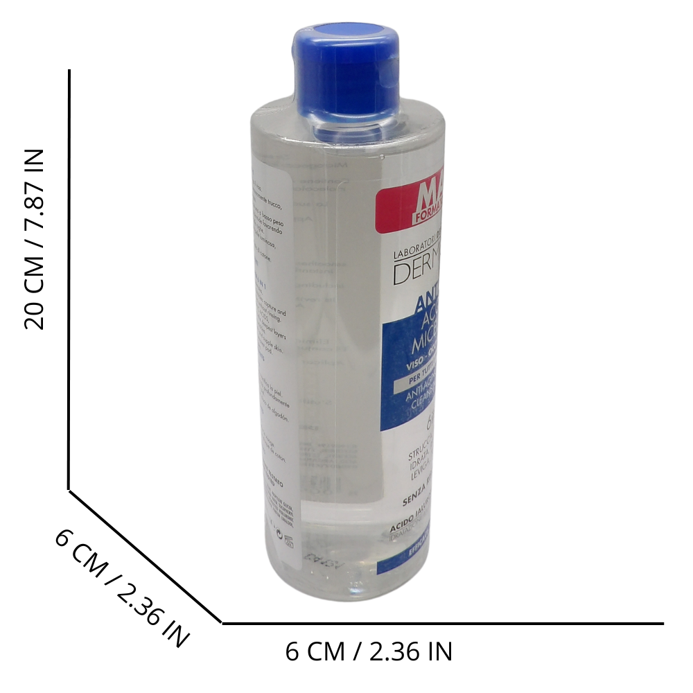 DERMOLAB Acqua Micellare Struccante Viso Antiage 6 in 1, con Pool di Acido Ialuronico e Olio di Argan, Deterge e Nutre in Profondità, 400ml