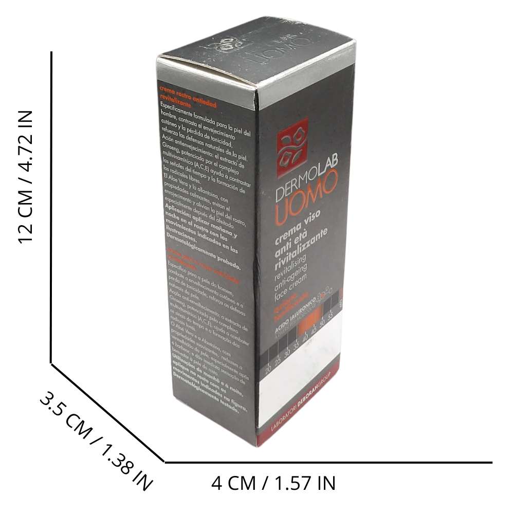 DERMOLAB UOMO Crema Viso Antietà Rivitalizzante, con Aloe Vera e Acido Ialuronico, Effetto Tonificante e Rigenerante, Contrasta l’Invecchiamento Cutaneo, Dermatologicamente Testato, 50 ml