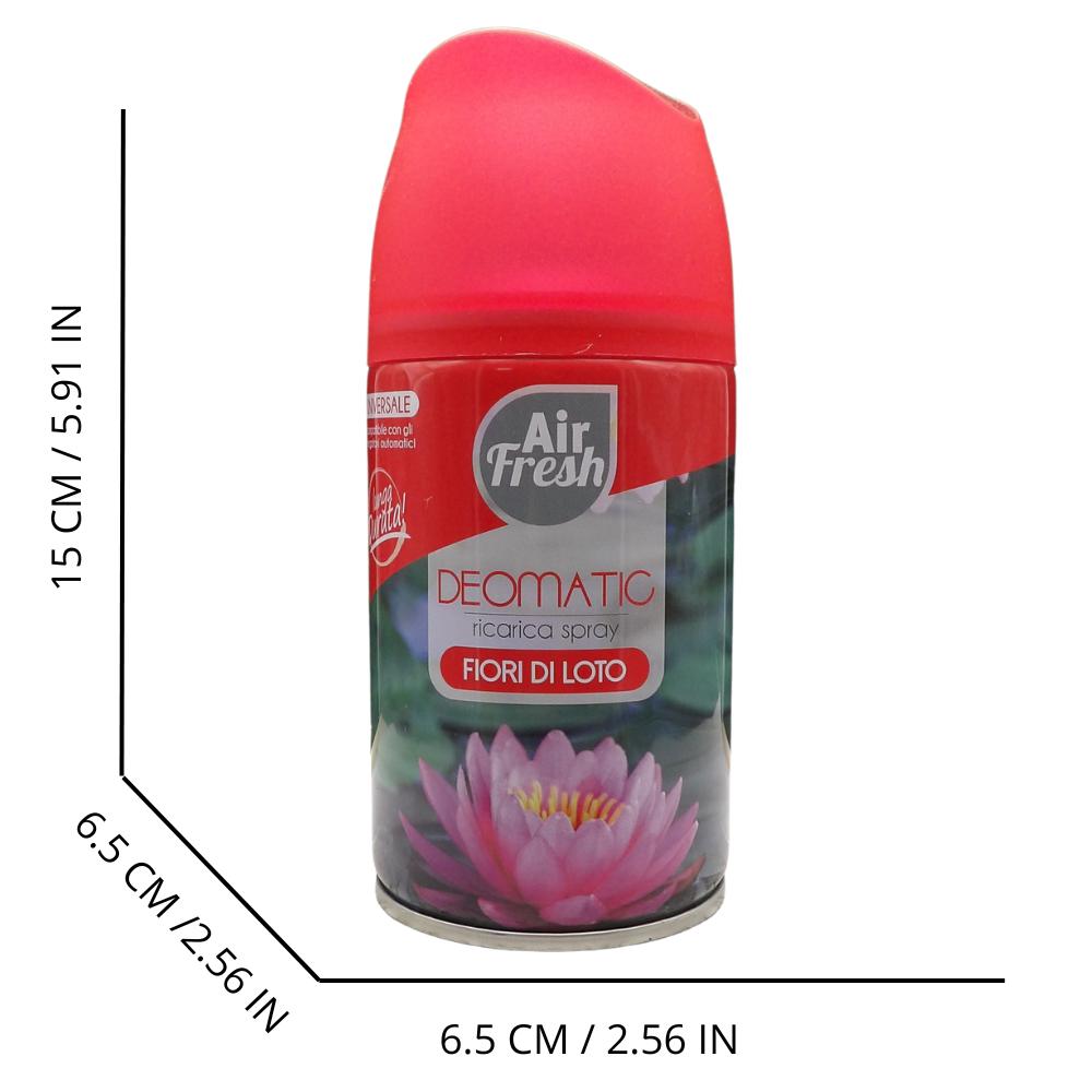 AIR FRESH Ricarica Spray Compatibile con gli Erogatori Automatici, Ideato per Donare ai Tuoi Ambienti un Piacevole Profumo, 250ml, Disponibile in Diverse Fragranze (Fiori di Loto) ASIN B0GT4TJKH8