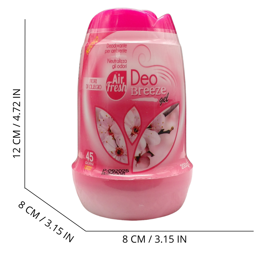AIR FRESH Deodorante Per Ambiente DEO BREEZE Gel, Neutralizza Gli Odori. Disponibile In Diverse Varietà Di Fragranze, 45 Giorni Di Intenso Profumo 200g (FIORI DI CILIEGIO)