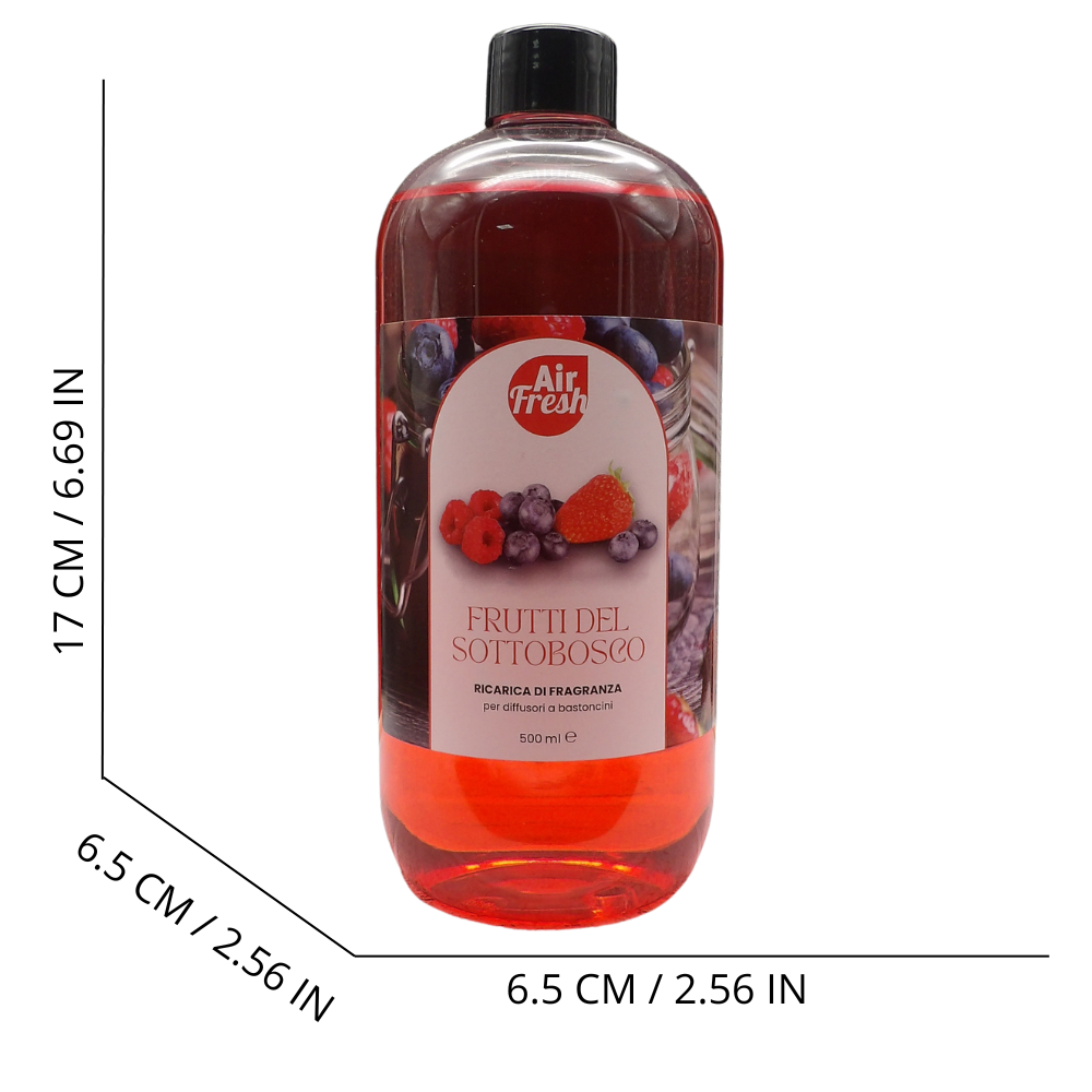 AIR FRESH Ricarica Per Diffusore a Bastoncini, Disponibile In Diverse Fragranze Corpose Ed Avvolgenti. Ideale Per Profumare Tutti Gli Ambienti 500ml (FRUTTI DEL SOTTOBOSCO)