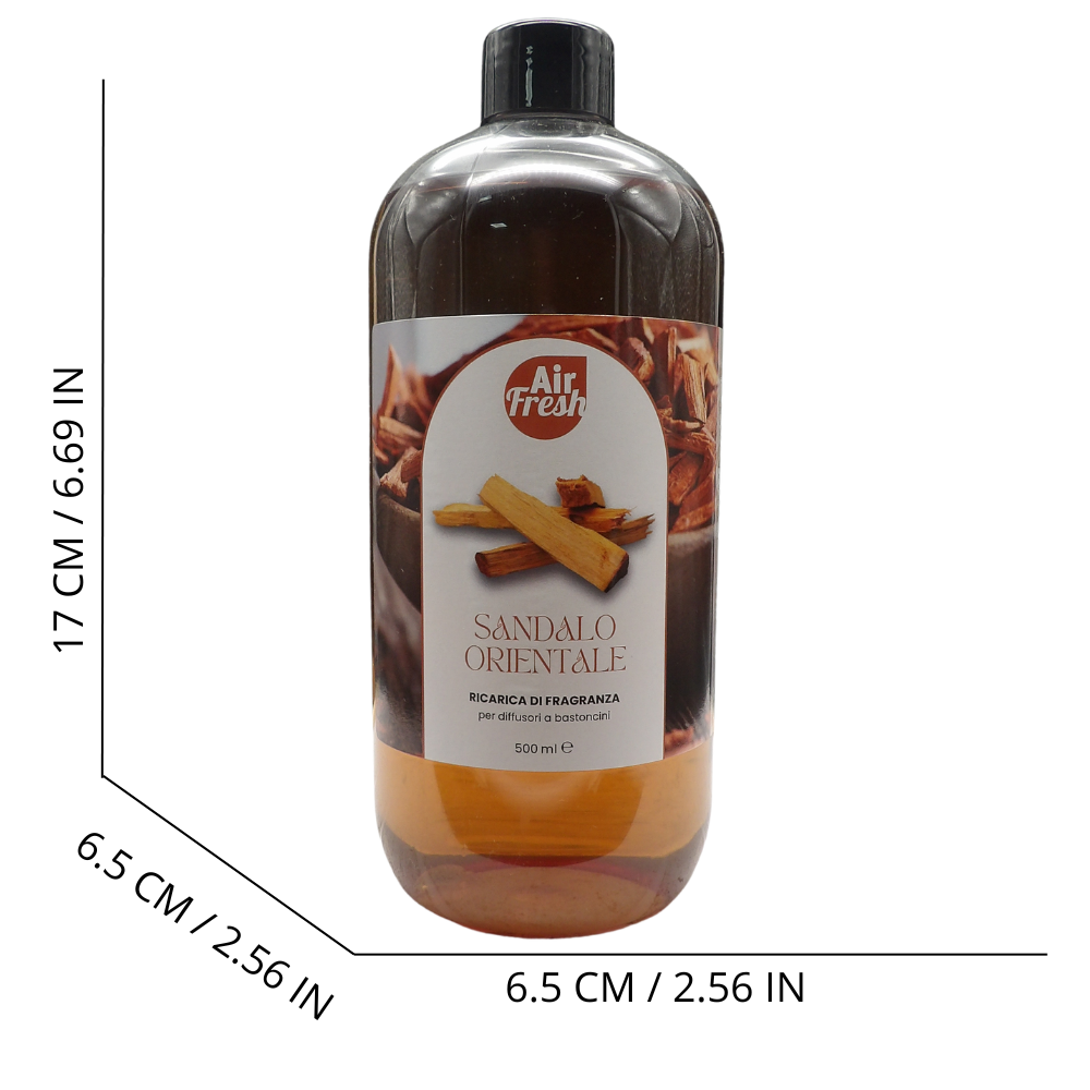 AIR FRESH Ricarica Per Diffusore a Bastoncini, Disponibile In Diverse Fragranze Corpose Ed Avvolgenti. Ideale Per Profumare Tutti Gli Ambienti 500ml (SANDALO ORIENTALE)