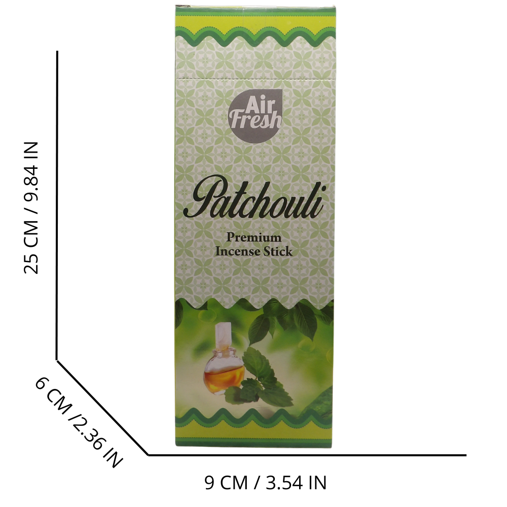 AIR FRESH Incenso Aromatico, Ottenuto Da Miscele Di Erbe, Cortecce, Fiori Ed Essenza Profumate. Ottimo Per Profumare Ambienti. Confezione Da 6 Astucci Da 20 Stick Ognuno (PATCHOULI)