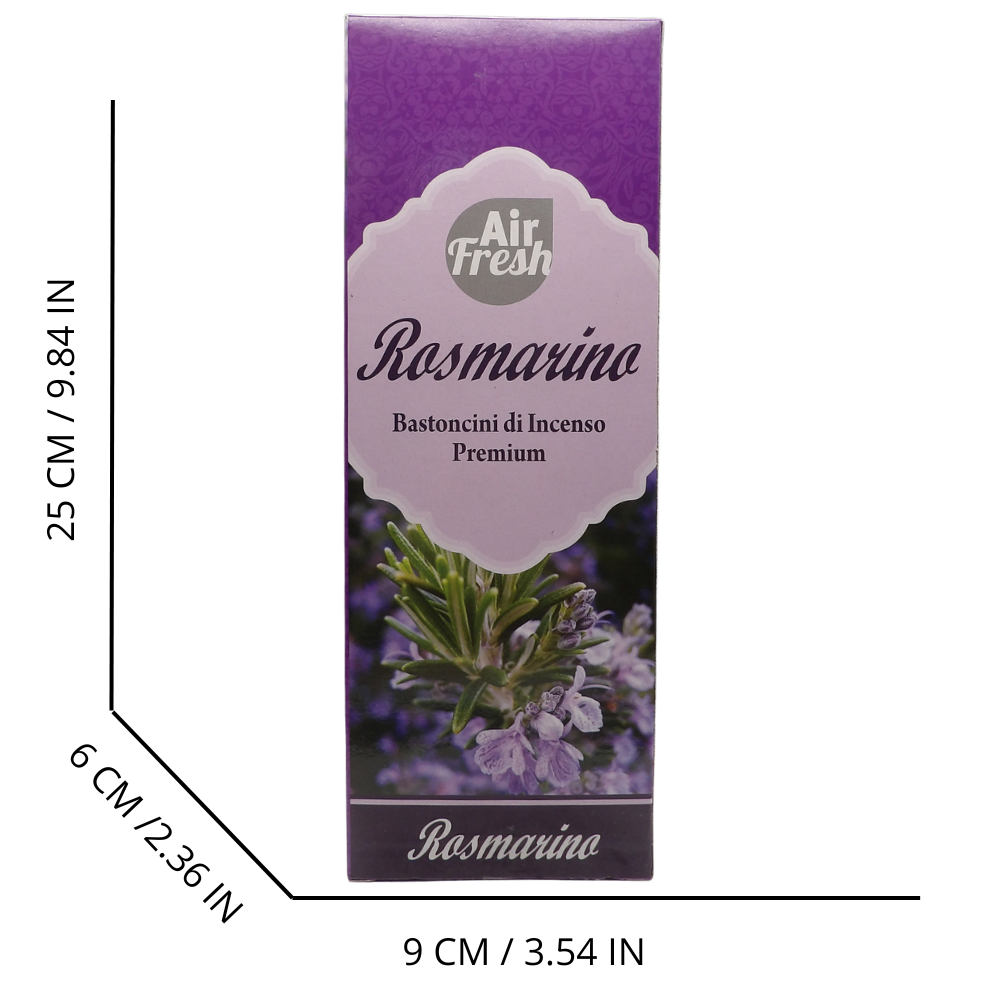 AIR FRESH Incenso Aromatico, Ottenuto Da Miscele Di Erbe, Cortecce, Fiori Ed Essenza Profumate. Ottimo Per Profumare Ambienti. Confezione Da 6 Astucci Da 20 Stick Ognuno (ROSMARINO)