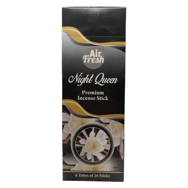 AIR FRESH Incenso Aromatico, Ottenuto Da Miscele Di Erbe, Cortecce, Fiori Ed Essenza Profumate. Ottimo Per Profumare Ambienti. Confezione Da 6 Astucci Da 20 Stick Ognuno (REGINA DELLA NOTTE)