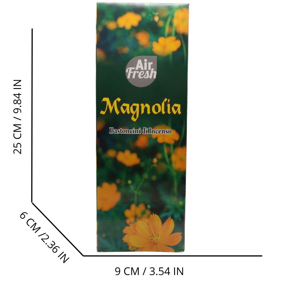 AIR FRESH Incenso Aromatico, Ottenuto Da Miscele Di Erbe, Cortecce, Fiori Ed Essenza Profumate. Ottimo Per Profumare Ambienti. Confezione Da 6 Astucci Da 20 Stick Ognuno (MAGNOLIA)