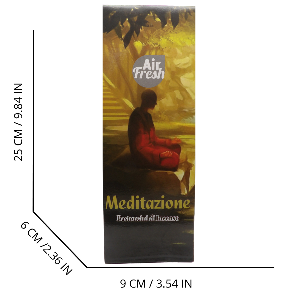 AIR FRESH Incenso Aromatico, Ottenuto Da Miscele Di Erbe, Cortecce, Fiori Ed Essenza Profumate. Ottimo Per Profumare Ambienti. Confezione Da 6 Astucci Da 20 Stick Ognuno (MEDITAZIONE)