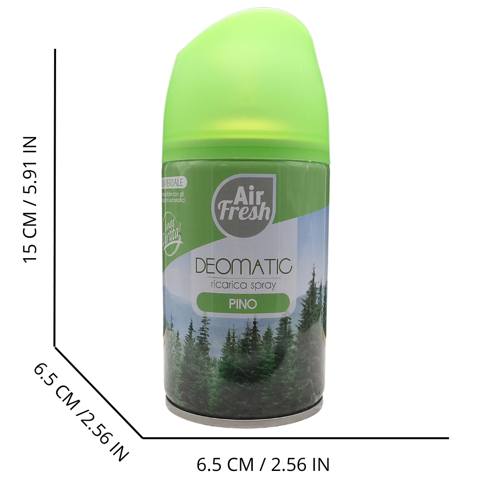 AIR FRESH Ricarica Spray Compatibile con gli Erogatori Automatici, Ideato per Donare ai Tuoi Ambienti un Piacevole Profumo, 250ml, Disponibile in Diverse Fragranze (Pino)