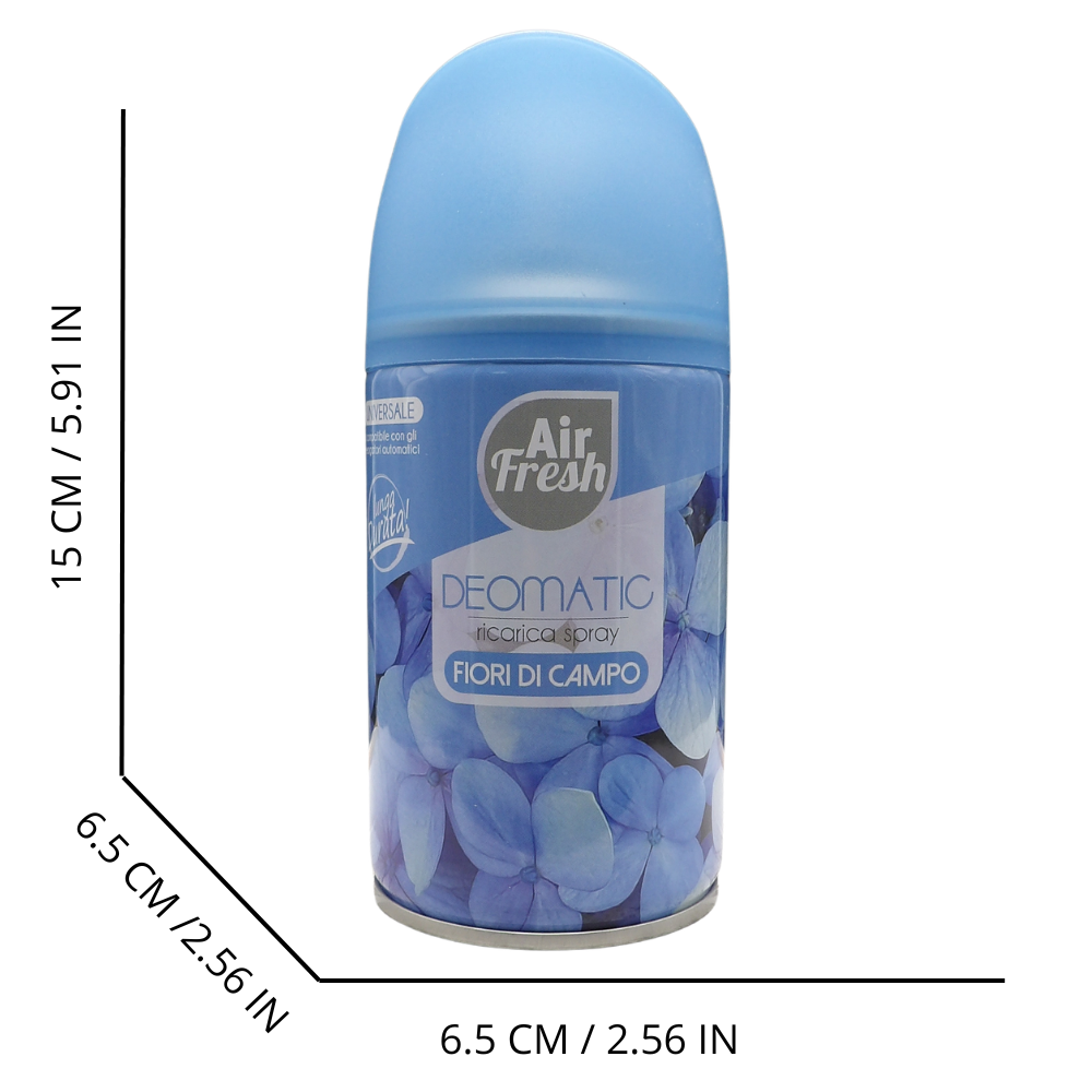 AIR FRESH Ricarica Spray Compatibile con gli Erogatori Automatici, Ideato per Donare ai Tuoi Ambienti un Piacevole Profumo, 250ml, Disponibile in Diverse Fragranze (Fiori di Campo)