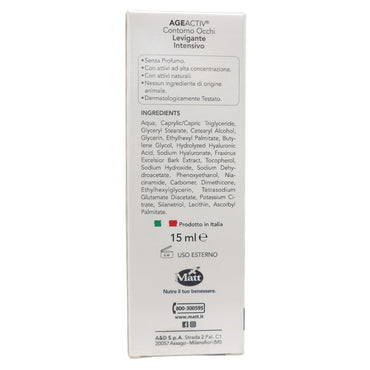 MATT, AGEACTIV Hyaluron Filler, Contorno Occhi con Acido Ialuronico Puro e Tensor-HY, Tripla Idratazione, Effetto Lifting, Contrasta Rughe, Borse e Occhiaie, Senza Profumo, 15 ml