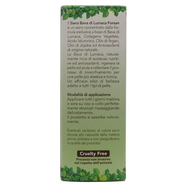 FORSAN, Siero BAVA DI LUMACA Rigenerante Viso, Ricca Di Sostanze Nutritive Ed Antiossidanti. Rigenera La Pelle Ed Aiuta a Rallentare Il Processo Di Invecchiamento 30ml