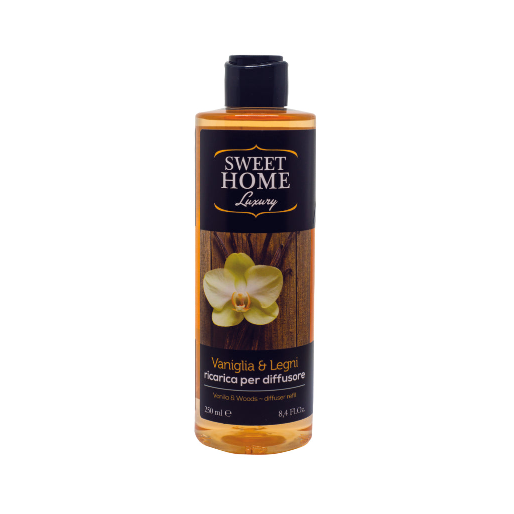 Sweet Home Luxury, Ricarica Diffusore Profuma Ambienti, Fragranza Vaniglia e Wood 250ml