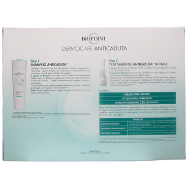 Biopoint Dermocare Anticaduta – Fiale Anticaduta Capelli Uomo, n.20 Fiale da 6 ml, ad Azione Fortificante, per Cute Sensibile e Capelli Indeboliti, Protocollo Intensivo 20 giorni. Incluso shampoo anticaduta
