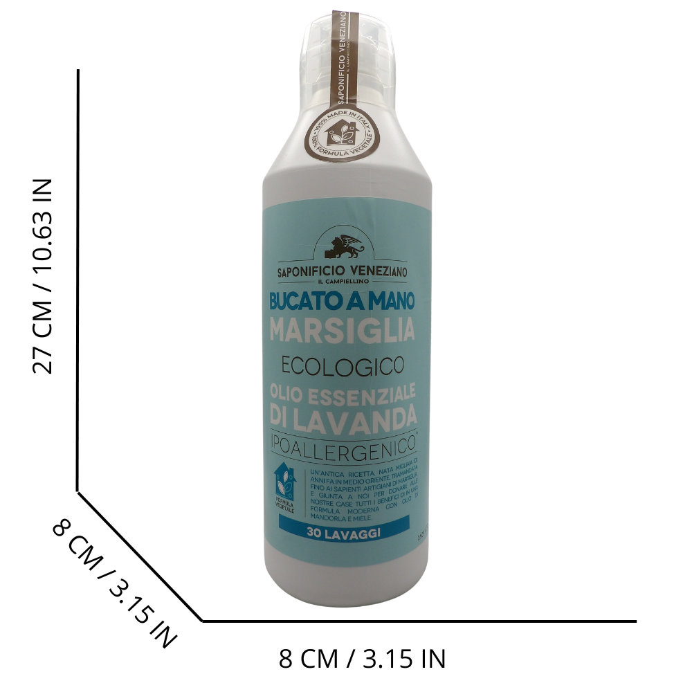 SAPONIFICIO VENEZIANO Detergente Bucato a Mano Ecologico Marsiglia, Ipoallergenico con Olio Essenziale di Lavanda, 1000ml