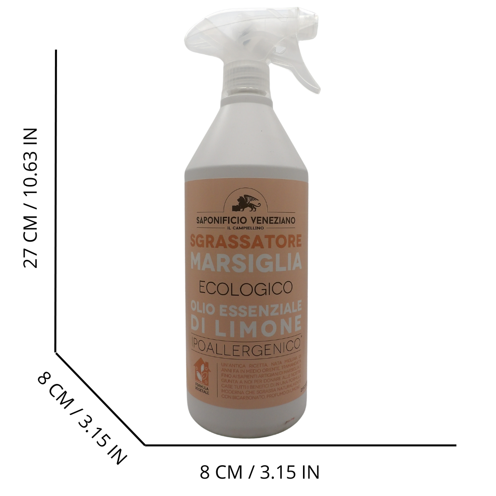 SAPONIFICIO VENEZIANO Sgrassatore Ecologico di Marsiglia con Olio Essenziale di Limone, 750ml