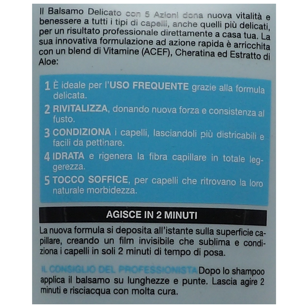 BIOPOINT Balsamo DELICATO Con Vitamins ACEF, Ultra Morbidezza, Per Tutti i Tipi Di Capelli. Dona Vitalità e Benessere 350ml