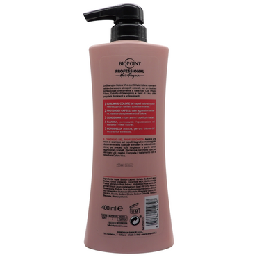 Biopoint Professional Shampoo Colore Vivo 400 ml. Questo shampoo è formulato per sublimare e proteggere i capelli colorati o con mèches, donando vitalità e brillantezza