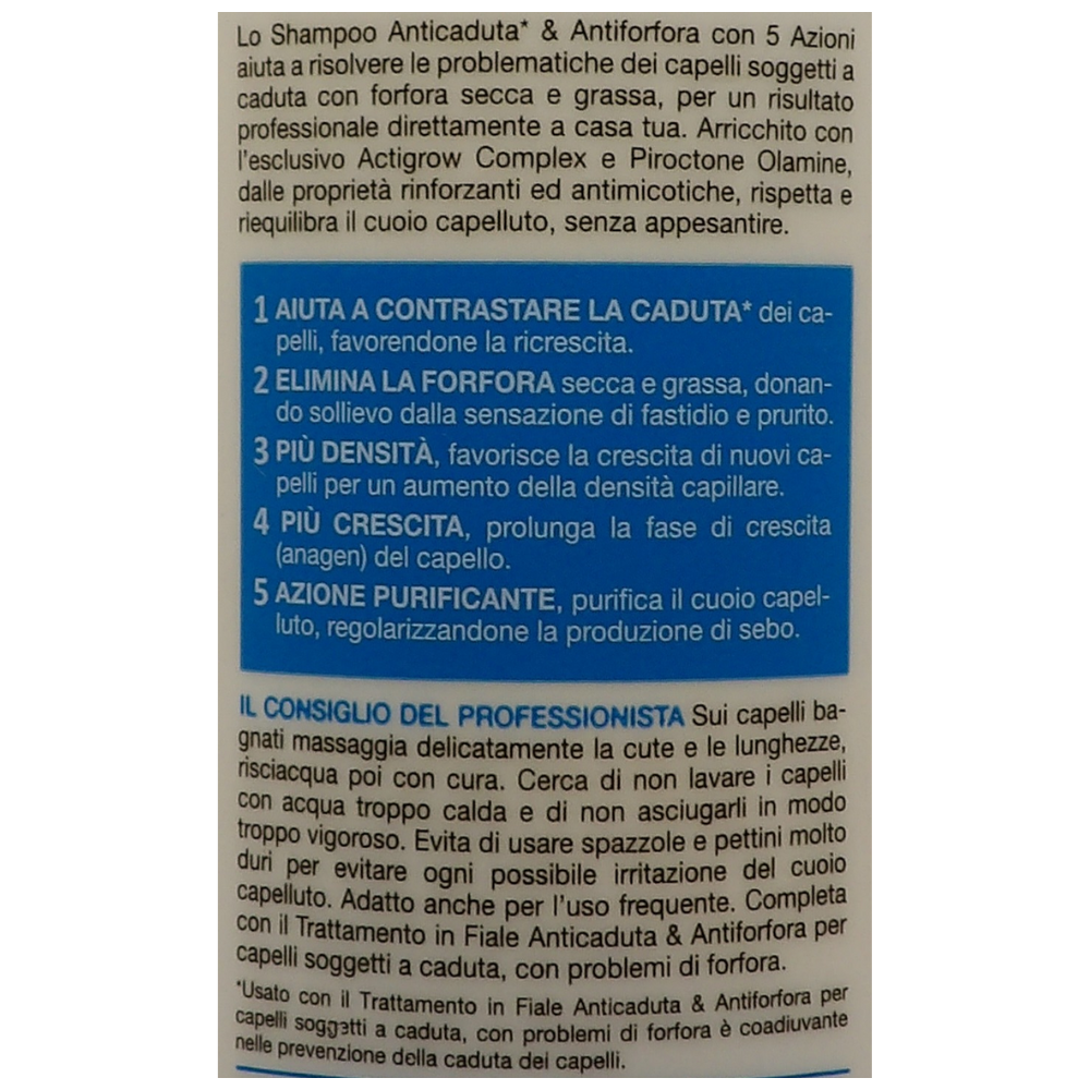 BIOPOINT Shampoo ANTICADUTA & ANTIFORFORA Ultra Riequilibrante, Con Actigrow Complex e Piroctone Olamine. Per Capelli Soggetti a Caduta, Con Forfora 400ml