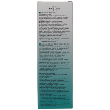 BIOPOINT Shampoo DERMOCARE ANTICADUTA Per Capelli Indeboliti, Speciale Uomo. Deterge La Cute Con Delicatezza, Fortifica, Corporizza e Volumizza i Capelli 200ml