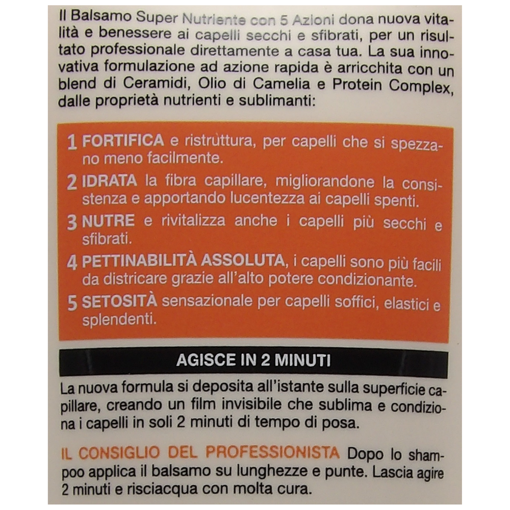 Biopoint Professional Hair Program - Balsamo Capelli Super Nutriente, Formula Ultra Ricca per Idratare e Nutrire i capelli secchi e sfibrati, 350 ml