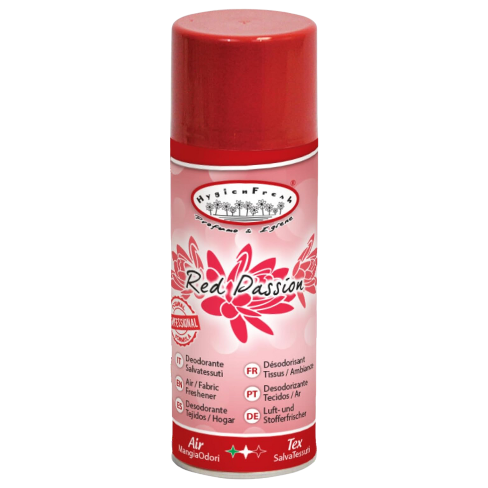 Hygienfresh Deodorante Spray RED PASSION, Salvatessuti Con Formula Mangiaodori. Lunga Durata, Elimina Cattivi Odori, Utilizzabile Su Tutti i Tessuti 150ml