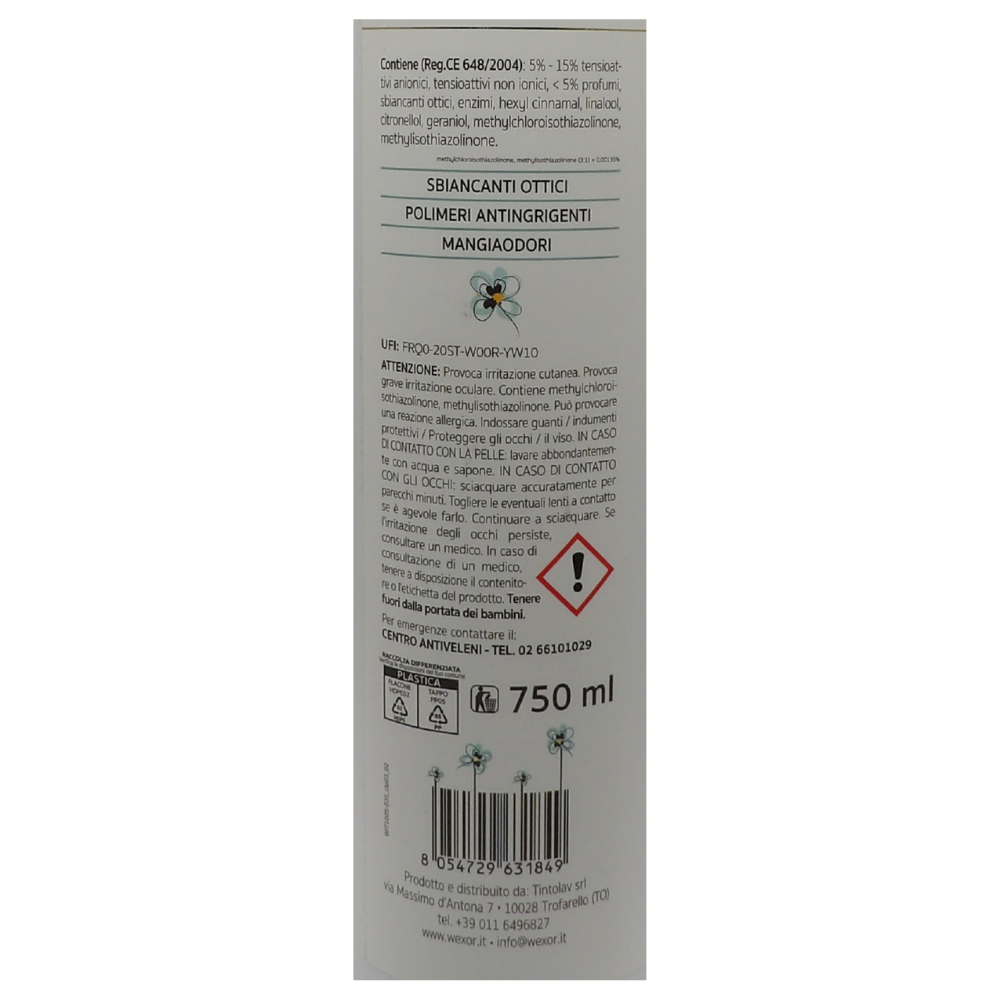 Wexór TENDE Detergente Enzimatico Trattamento A, Pulisce e Protegge Con Polimero Antingrigente. Prodotto Specifico Per Tende Bianche. La Speciale Formula Le Pulisce In Profondità e Ne Ripristina L’Originale Brillantezza 750ml