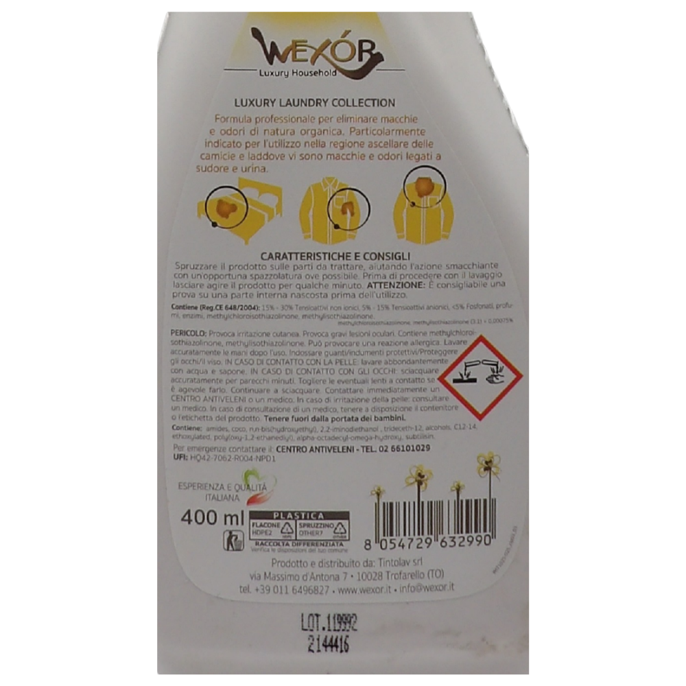 Wexór Spray TOGLI SUDORE Smacchiatore Sudore e Urina, Odor Remover Technology 400ml