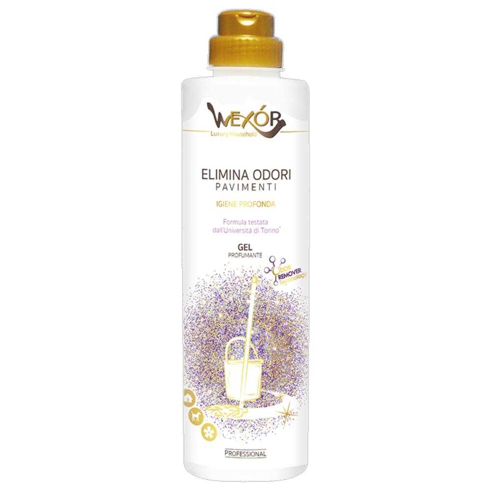 Wexór ELIMINA ODORI PAVIMENTI Igiene Profonda, Gel Profumante. Con L’Innovativa Tecnologia ODOR REMOVER, Degradano L'Odore e Rilasciano Una Fresca Profumazione Di Pulito 750ml