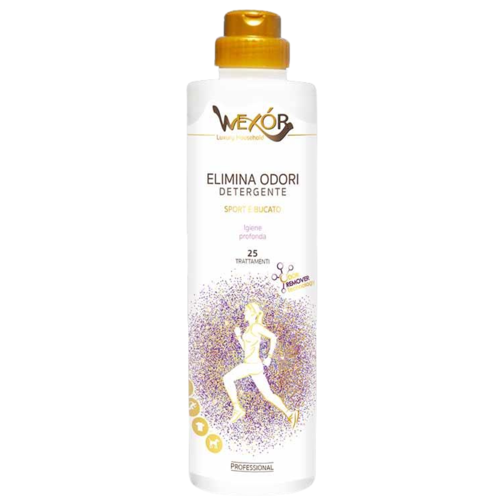 Wexór ELIMINA ODORI Detergente SPORT e BUCATO, Indispensabile Per Chi Vuole Pulizia e Igiene Laddove Il Cattivo Odore Deve Essere Eliminato 750ml