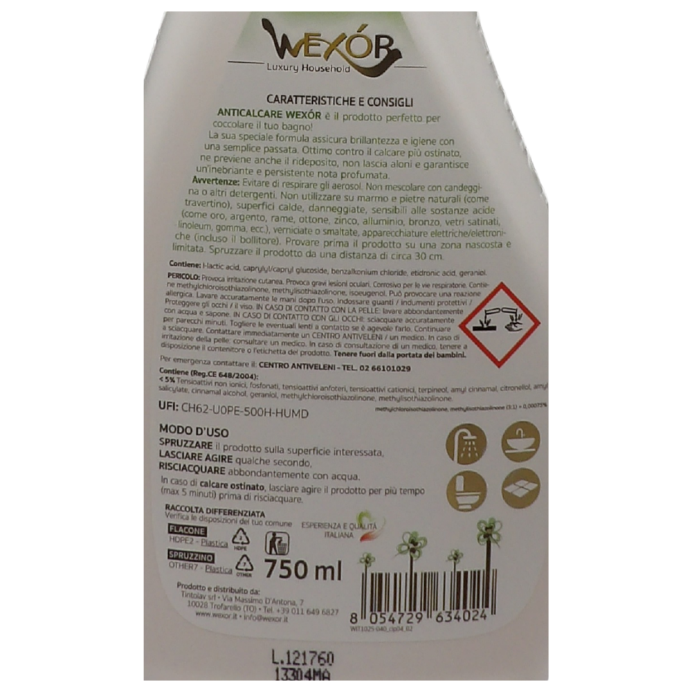 WEXOR ANTICALCARE BAGNO & DOCCIA IGIENIZZANTE 750 ml