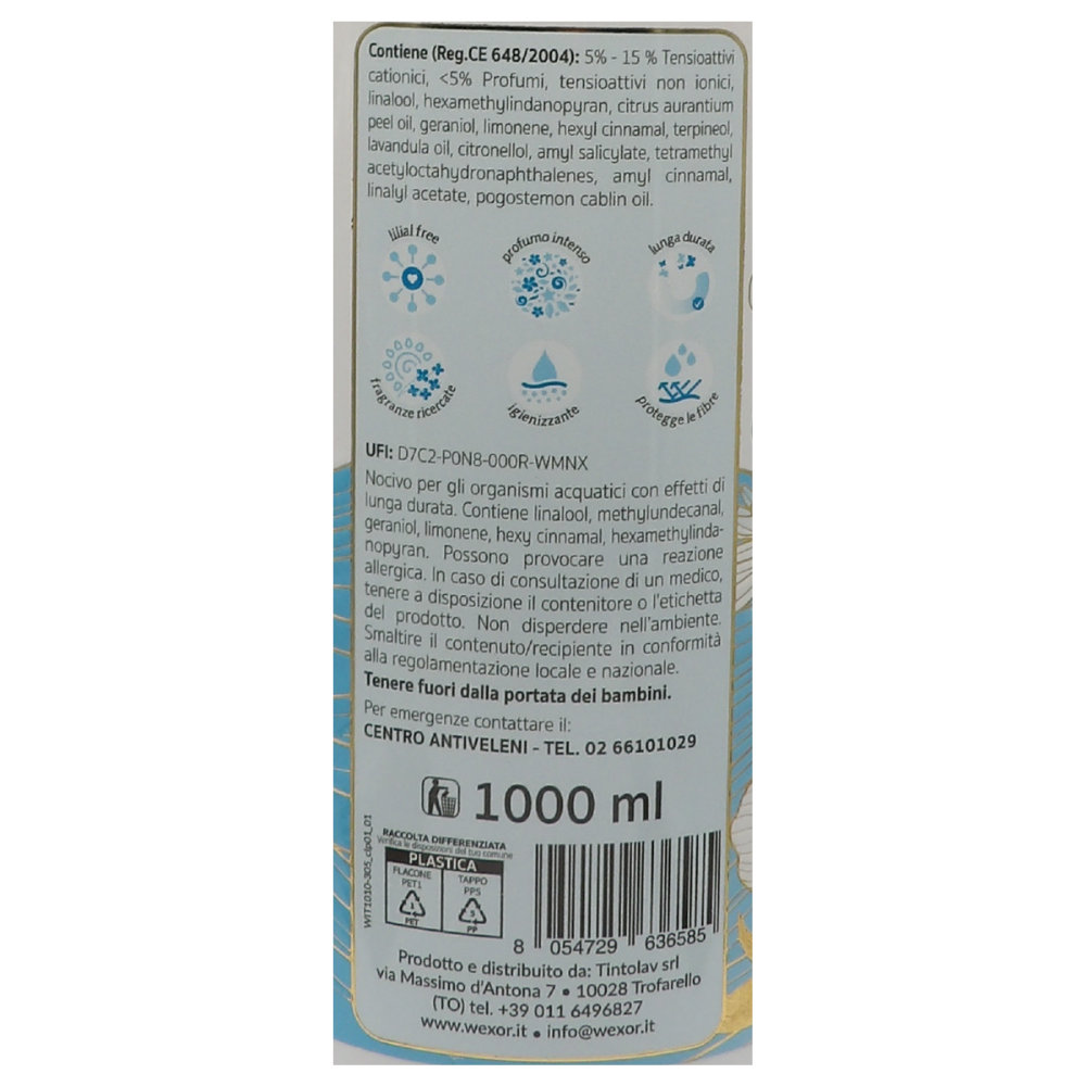 Wexór AMMORBIDENTE PROFUMANTE FRESH TOUCH Extra Parfum. Per Un Bucato Vaporoso e Super Profumato. Morbidezza Che Coccola, Fragranze Indimenticabili! 1000ml